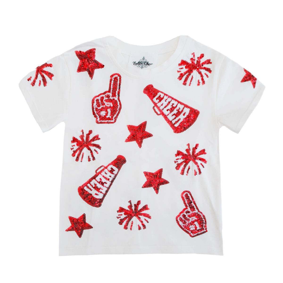 Belle Cher - Red and White Cheer Shirt