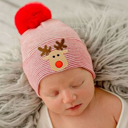 ILYBean - Striped Rudolph Newborn Hat