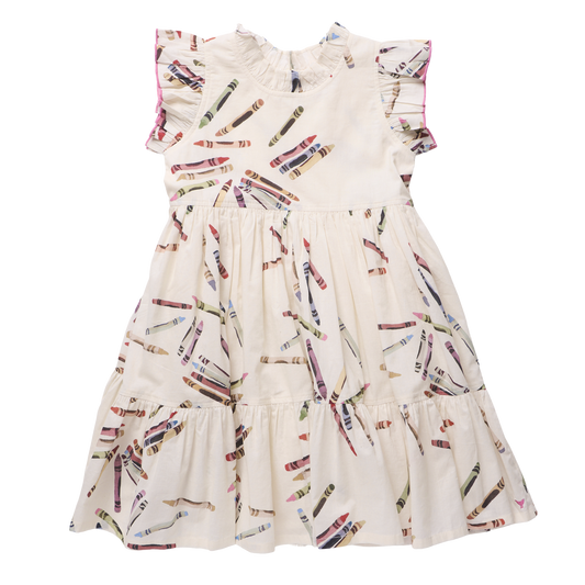 Pink Chicken | Girls Jennifer Dress- Tossed Crayons
