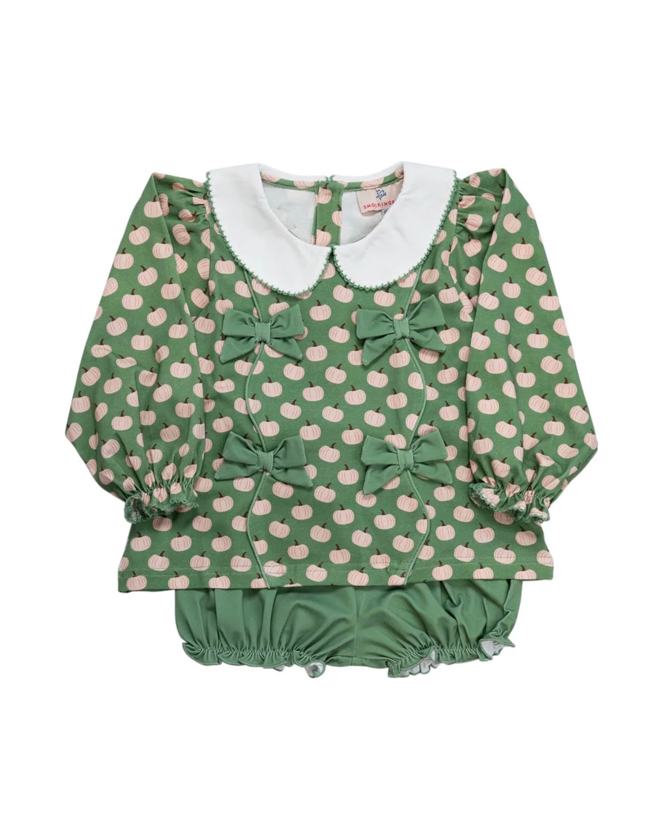 Smockingbird | Sage Green Pumpkin Knit Bloomer Set