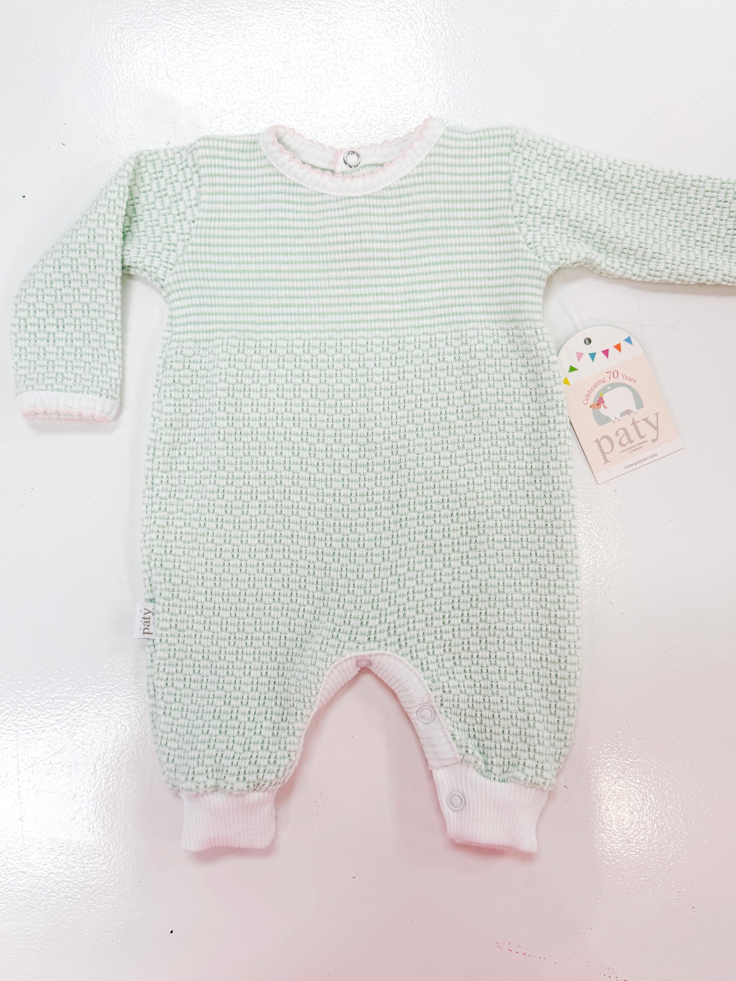 Paty | LS Romper Mint/Pink
