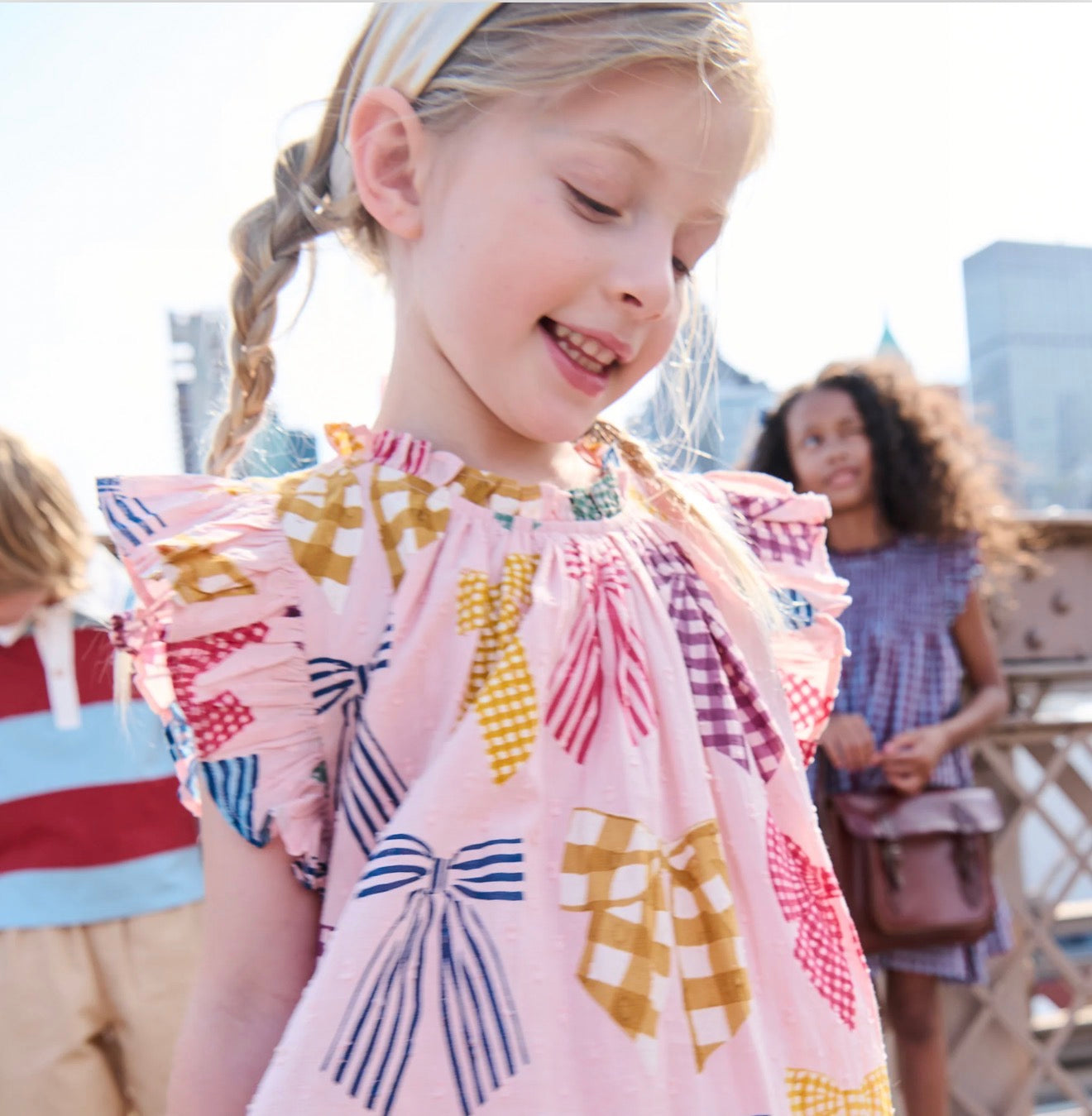 Pink Chicken | Girls Harper Dress - Patterned Bows