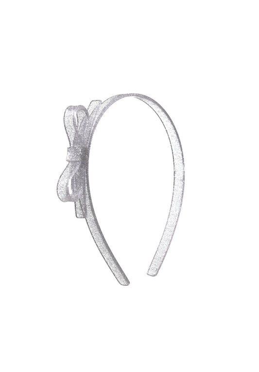 Lilies & Roses | Thin Bow Glitter Silver Headband