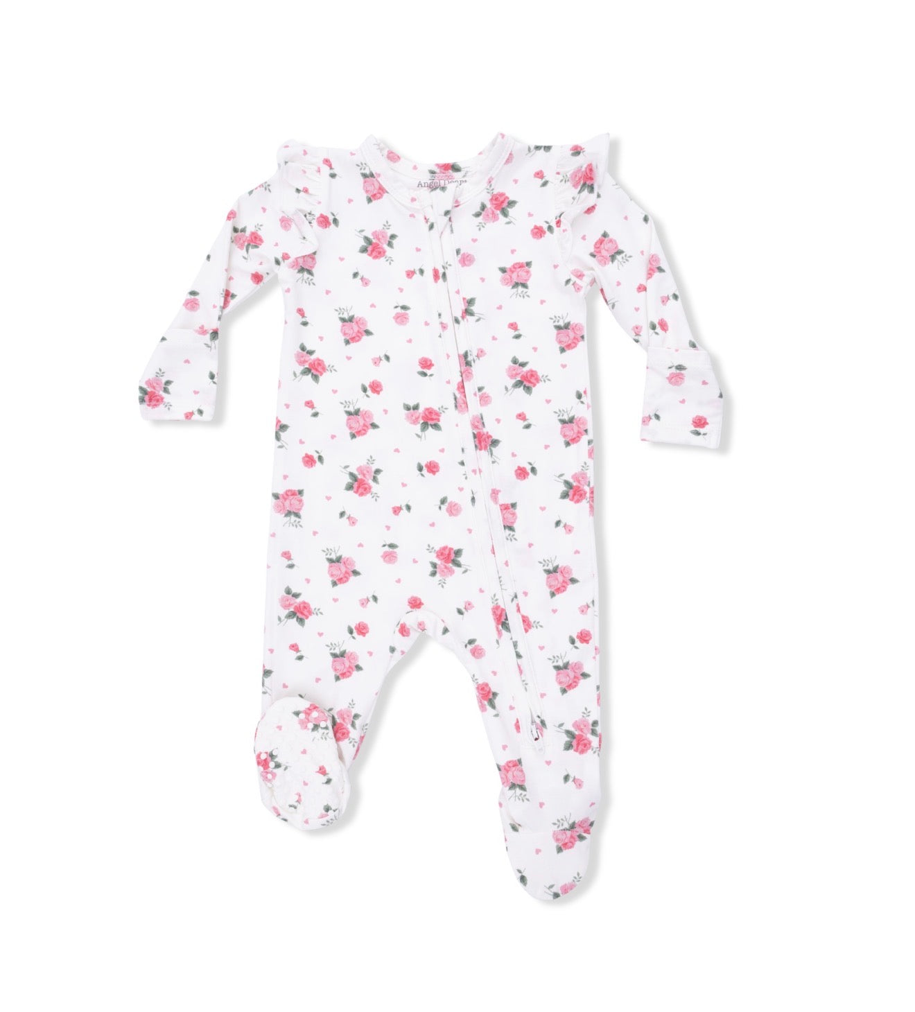 Angel Dear | Pink Rosettes 2-Way Zipper Ruffle Footie