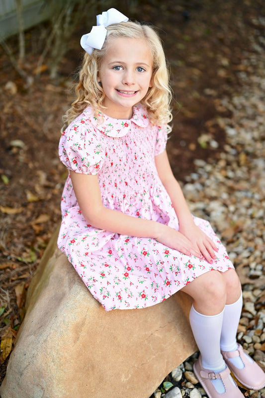 James & Lottie - Christmas Floral Everly Smocked Dress