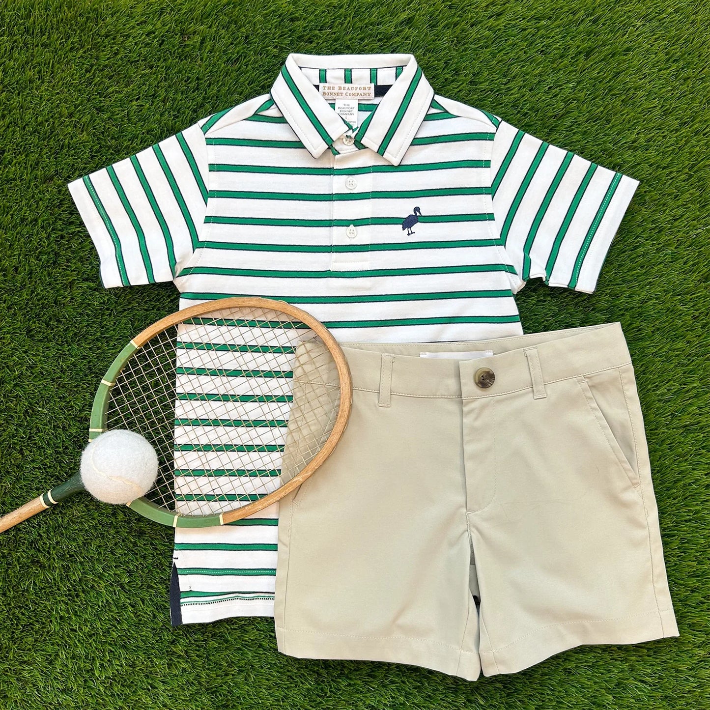 TBBC - Prim & Proper Polo White/Nantucket Navy/Kiawah Kelly Stripe