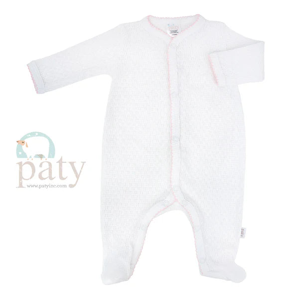 Paty - Footie White/Pink Trim