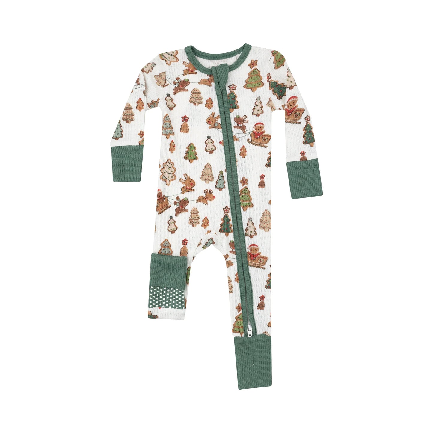 Angel Dear - Gingerbread Sleigh Rise Zipper Romper