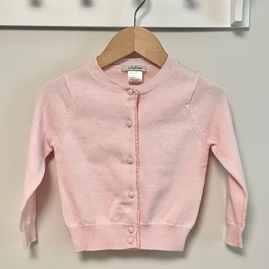 A Soft Idea - Cardigan Ruffle Placket Pink