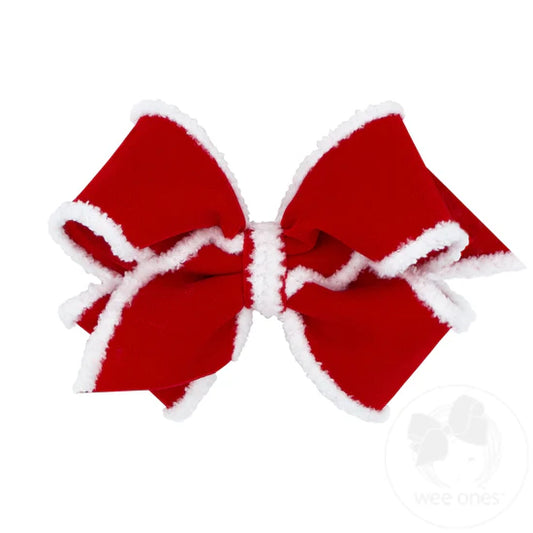 Wee Ones-med velvet bow with snowy edge