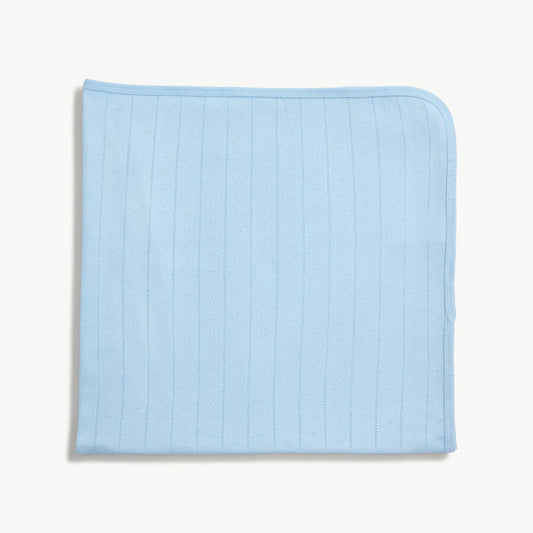 Magnetic Me | Love Lines Blue Pointelle Baby Blanket