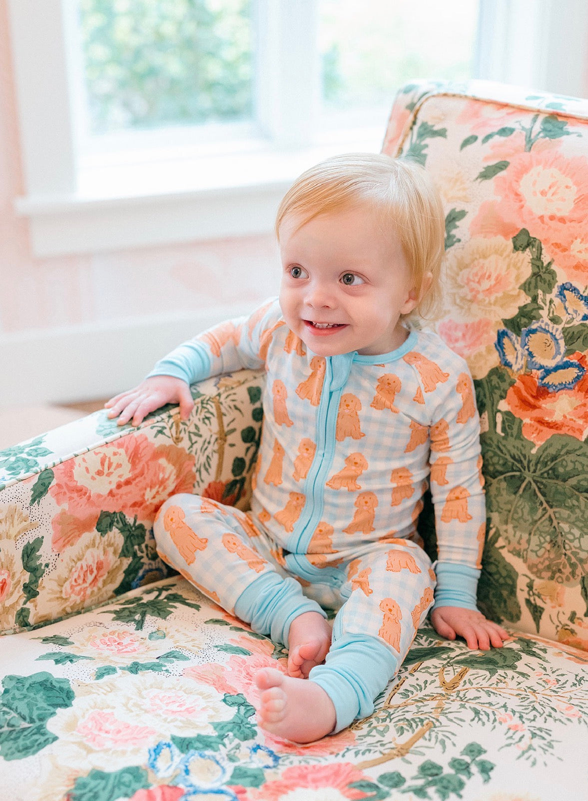 Poppy Kids | Blue Goldendoodle Zipper Romper