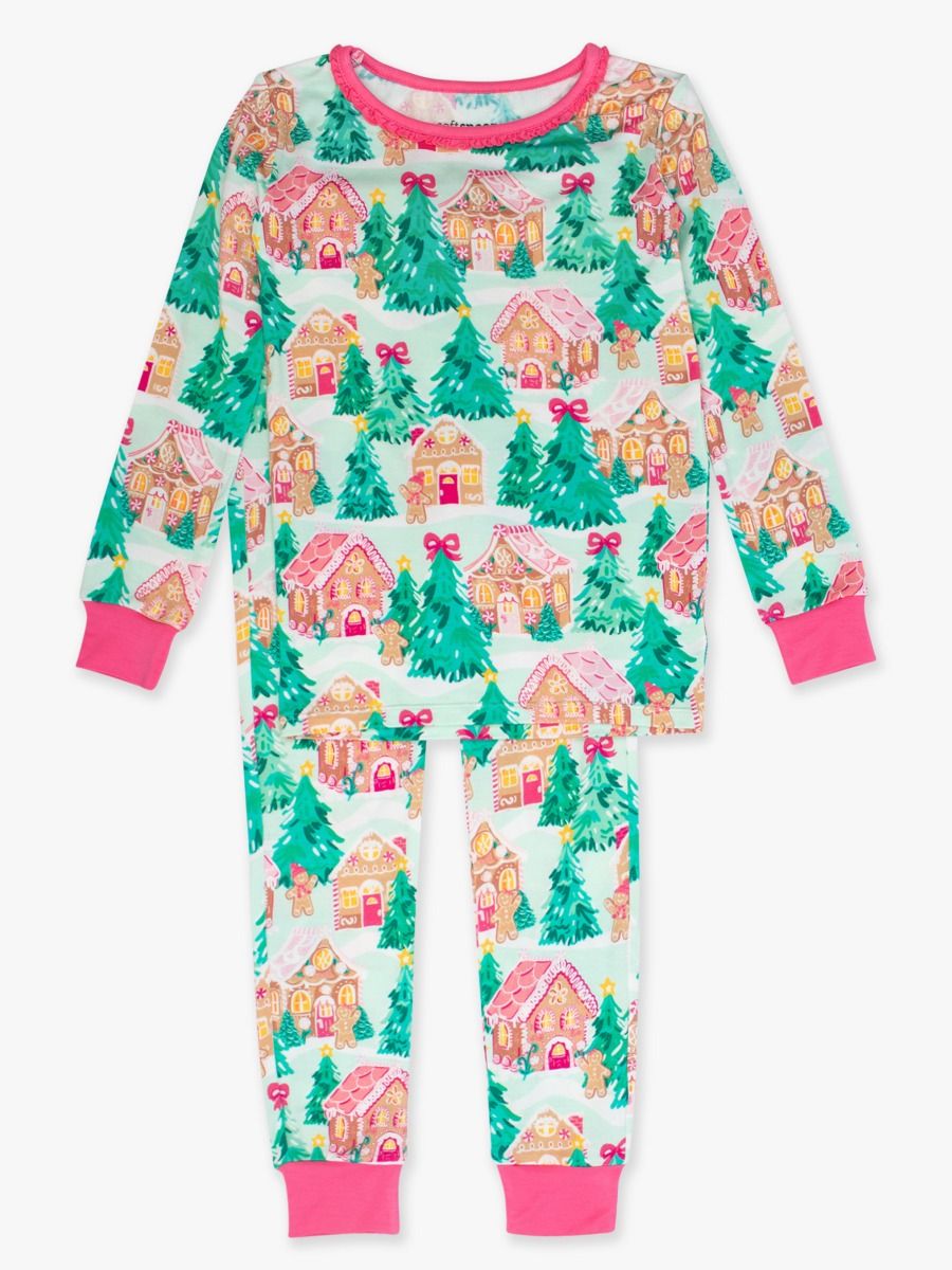 RuffleButts | Jolly Gingerbread Ruffle Pajama Set