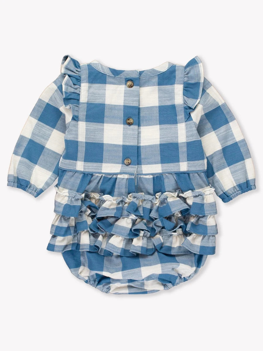 RuffleButts - Countryside Blue Plaid Ruffle Bubble