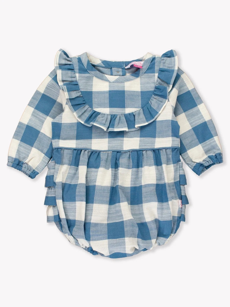 RuffleButts - Countryside Blue Plaid Ruffle Bubble