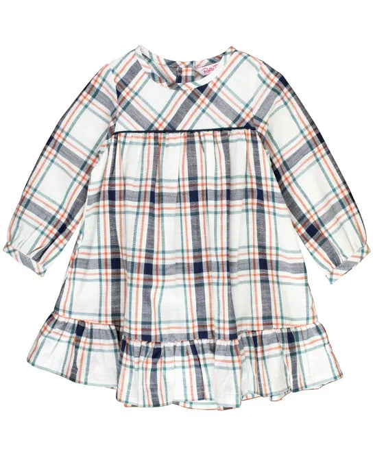 RuffleButts - Fall Harvest Plaid Ruffle Hem Dress