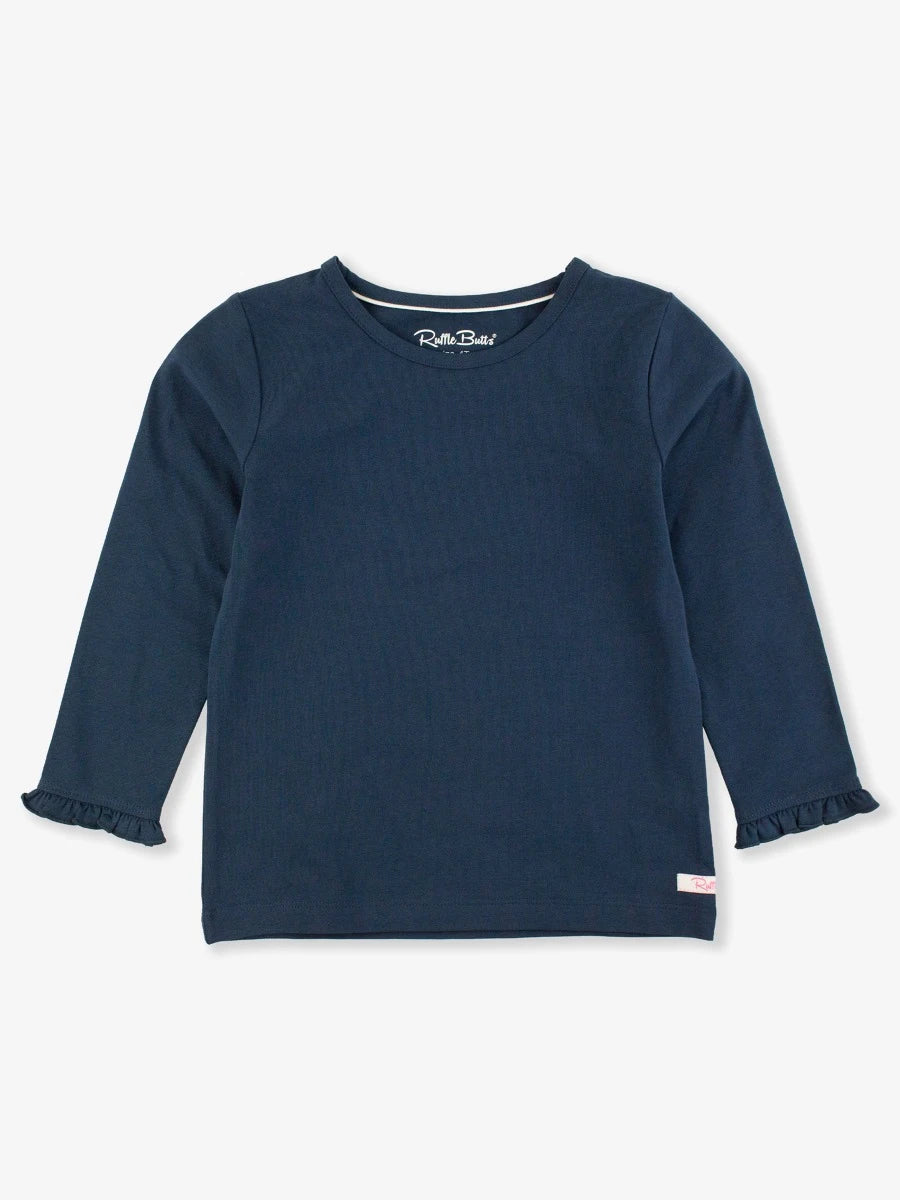 RuffleButts - Navy Knit Ruffle Layering Tee