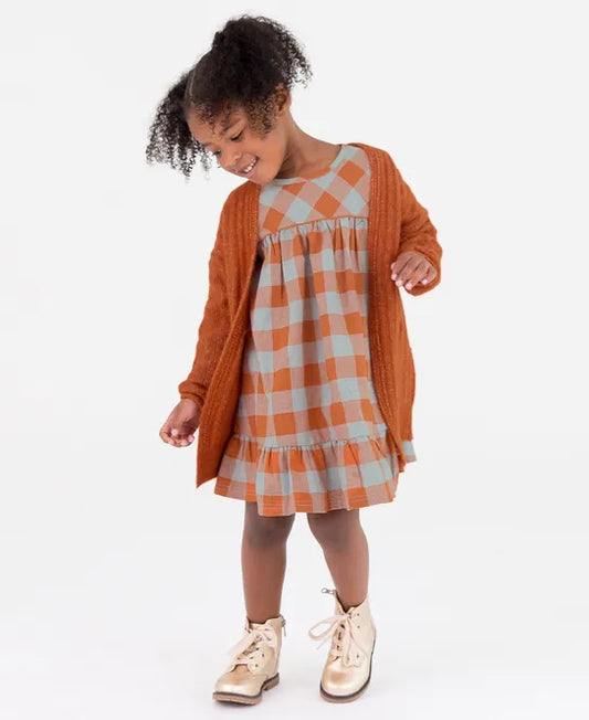 RuffleButts - Rust Cozy Sweater Knit Open Cardigan