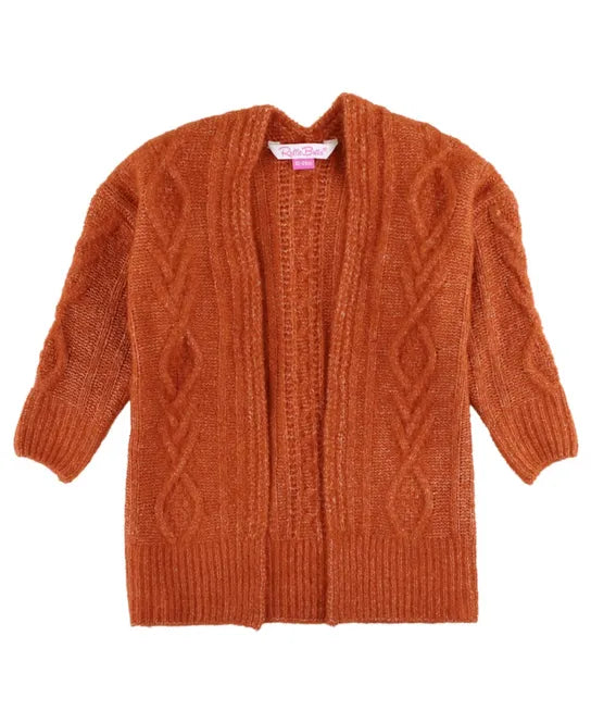RuffleButts - Rust Cozy Sweater Knit Open Cardigan