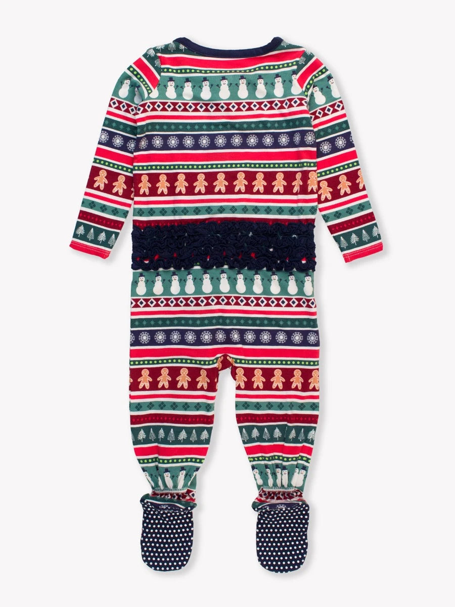 RuffleButts - Fair Isle Friends Ruffle Footie Pajama