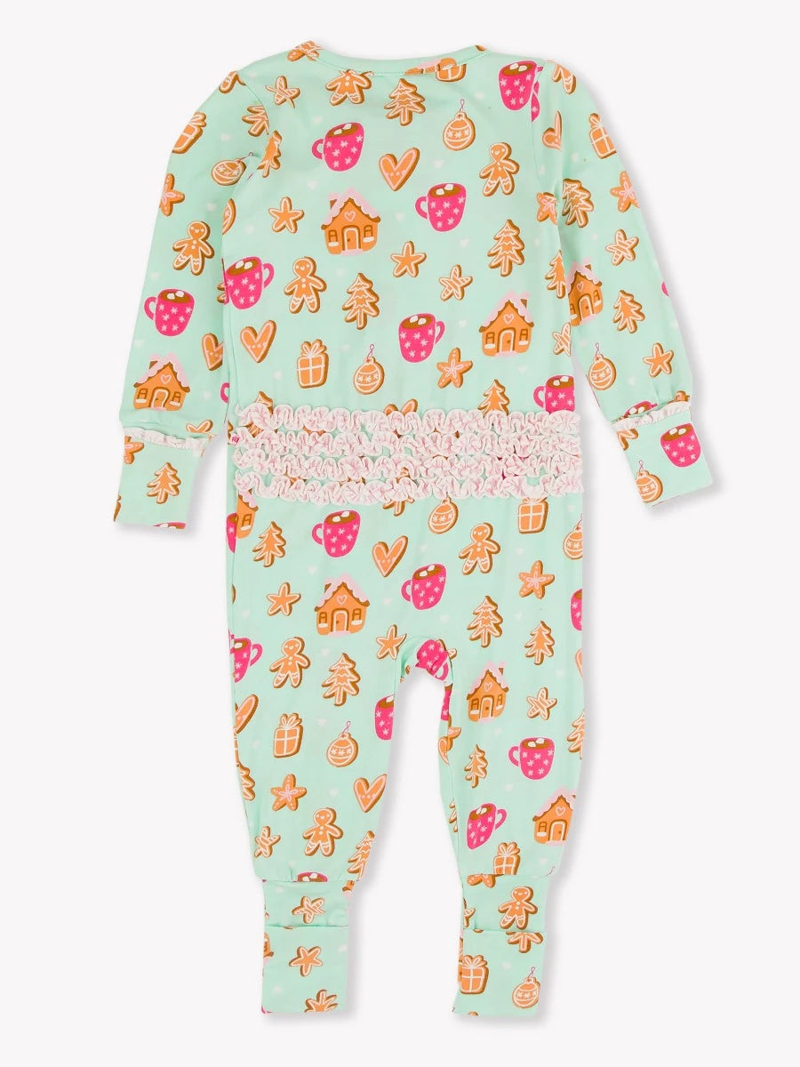 RuffleButts - Gingerbread Joy Ruffle Convertible Pajama