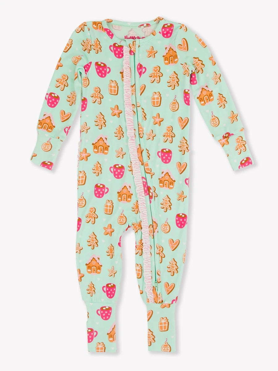 RuffleButts - Gingerbread Joy Ruffle Convertible Pajama