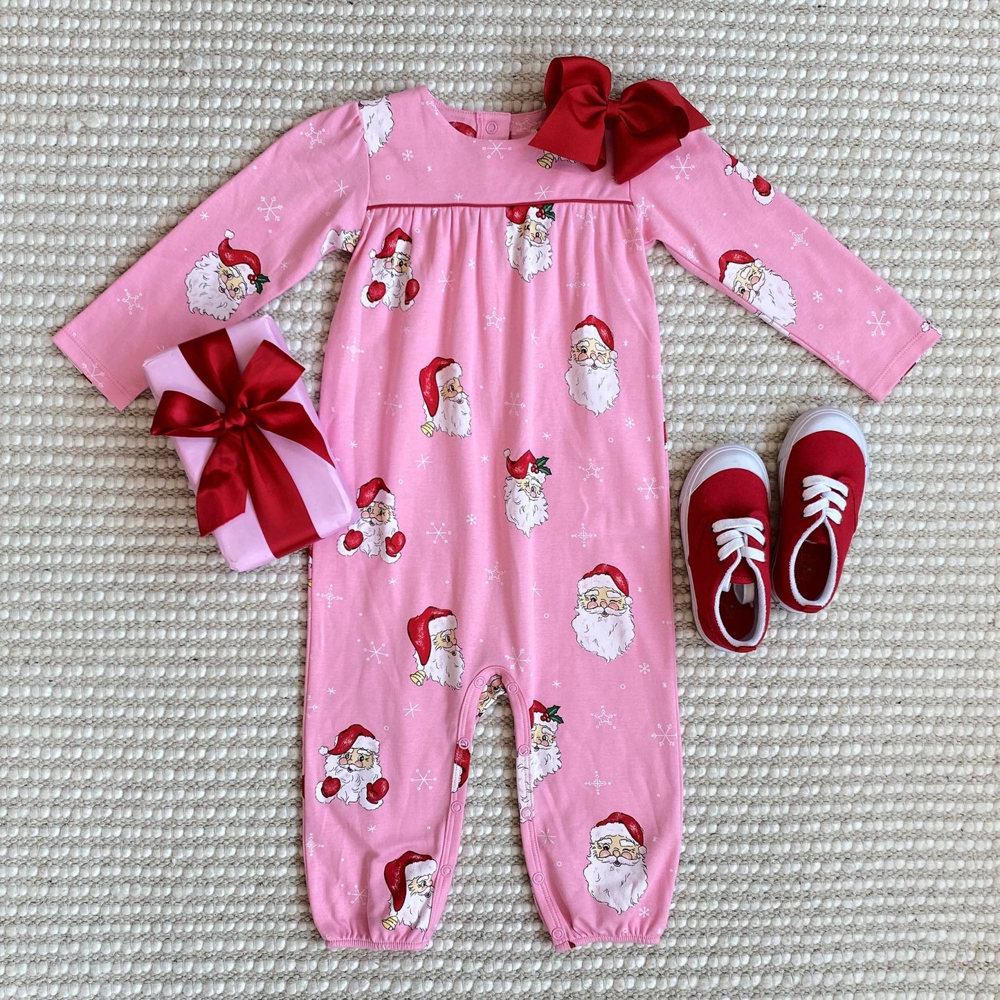 TBBC - Penny Playsuit LS Dear Santa Hamptons Hot Pink