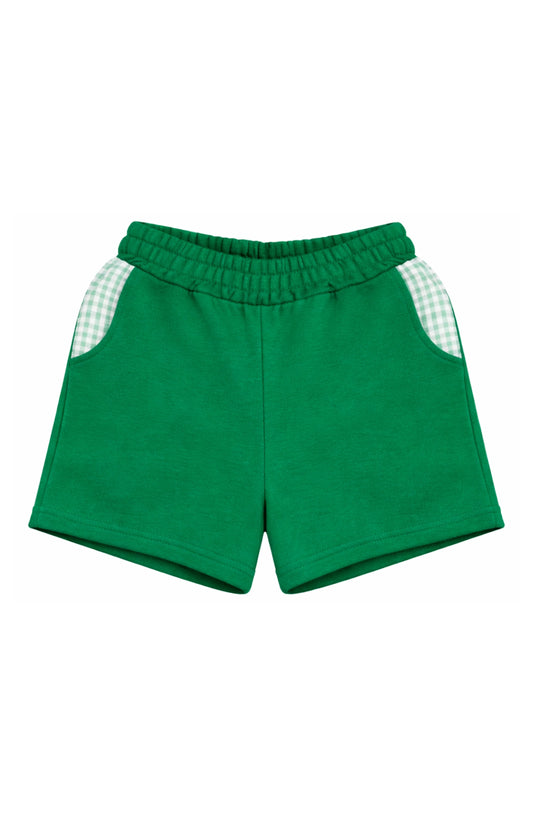 Bits & Bows | Green Seersucker Pocket Shorts
