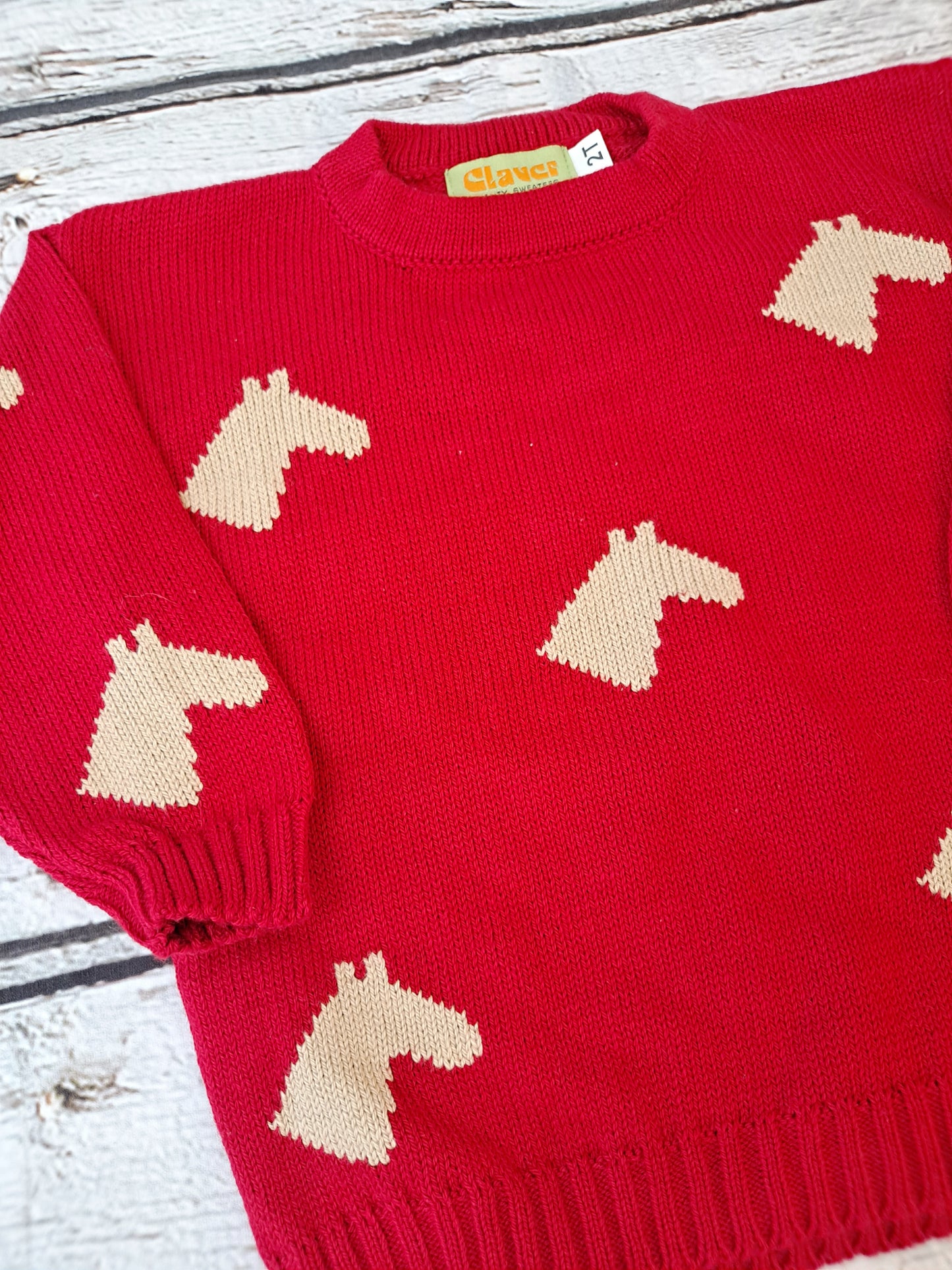 Claver - Horse Head Silhouettes Red Crewneck Sweater