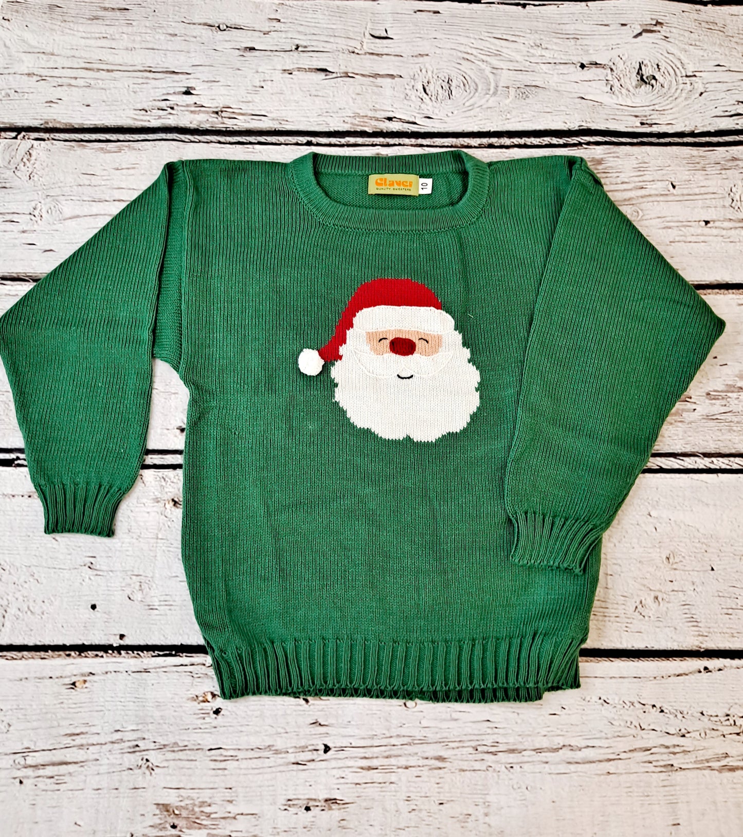 Claver - Santa Head Hunter Green Crewneck Sweater