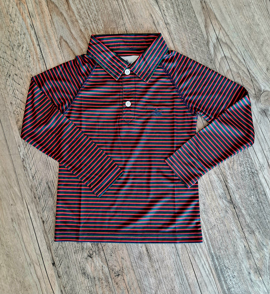 Southbound - Green/Red/Navy Stripe LS Polo