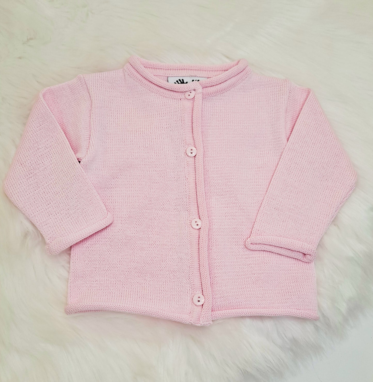 Fingerprints - Pink Roll Neck Button Up Sweater