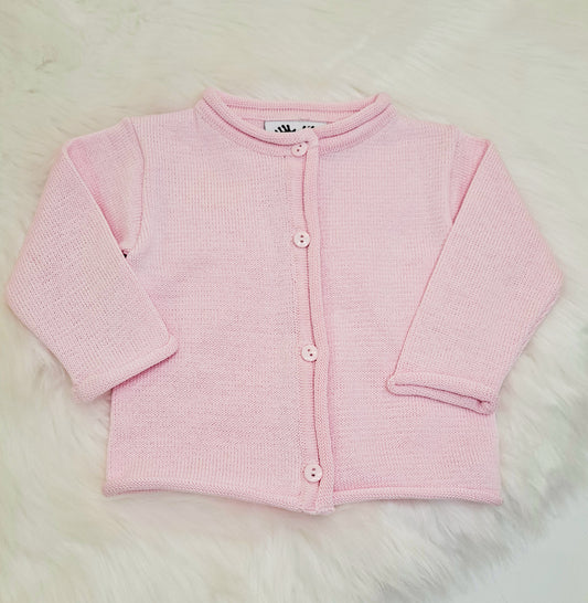 Fingerprints - Pink Roll Neck Button Up Sweater