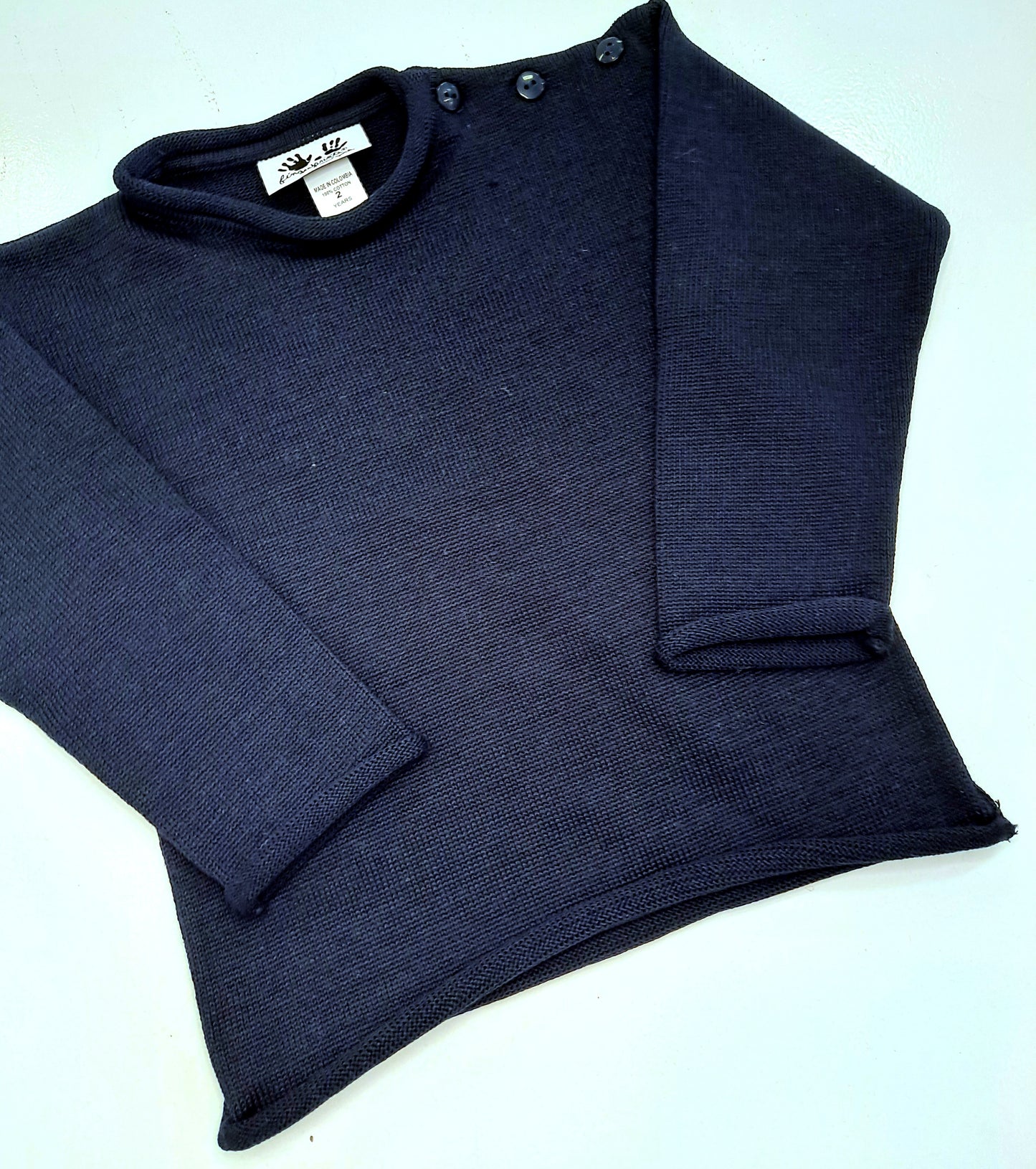 Fingerprints - Roll Neck Pullover Sweater Navy