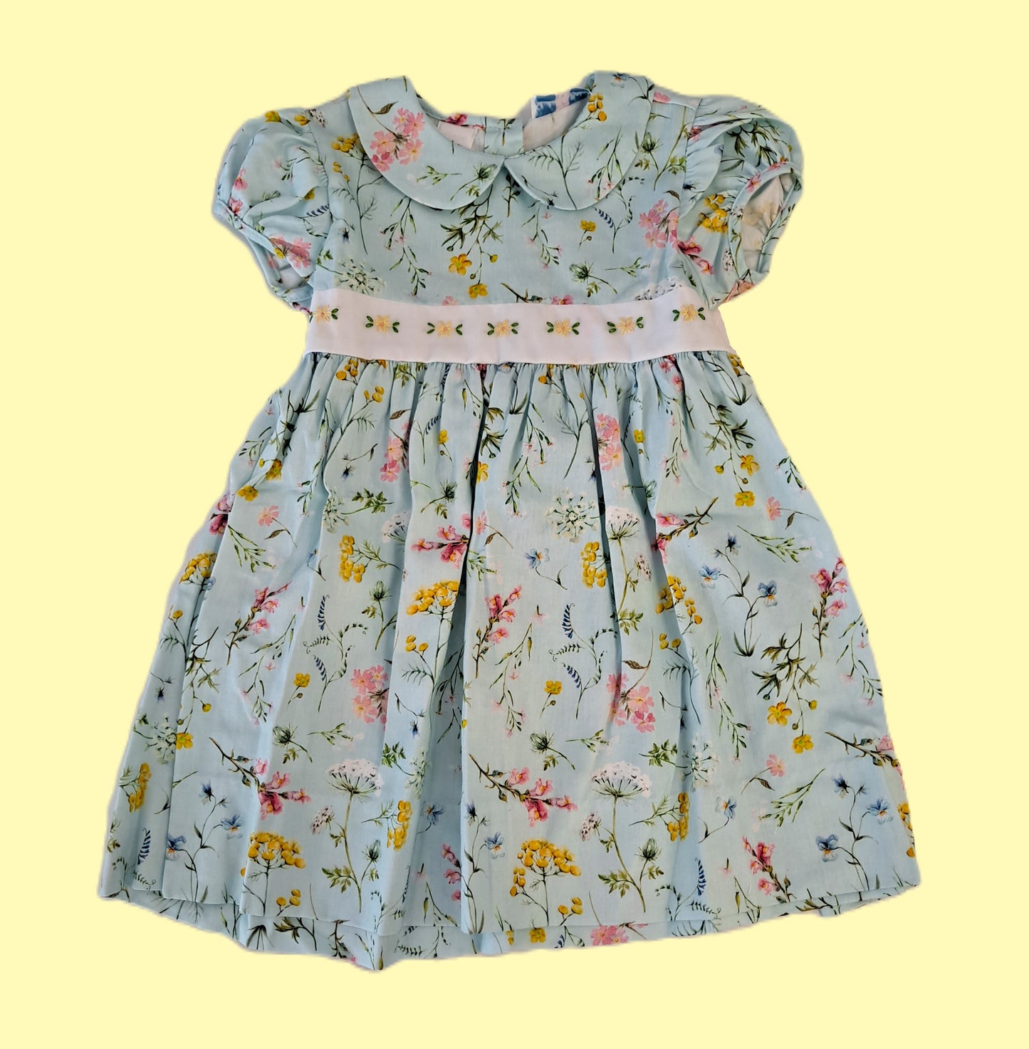 Lulu Bebe - Rose Floral Yellow Embroidered Dress