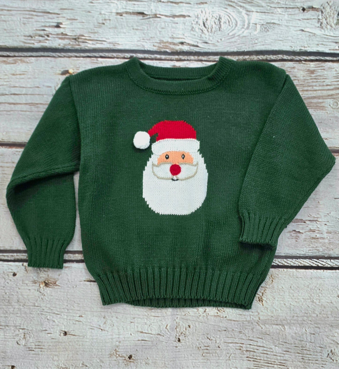 Claver - Santa Head Hunter Green Sweater