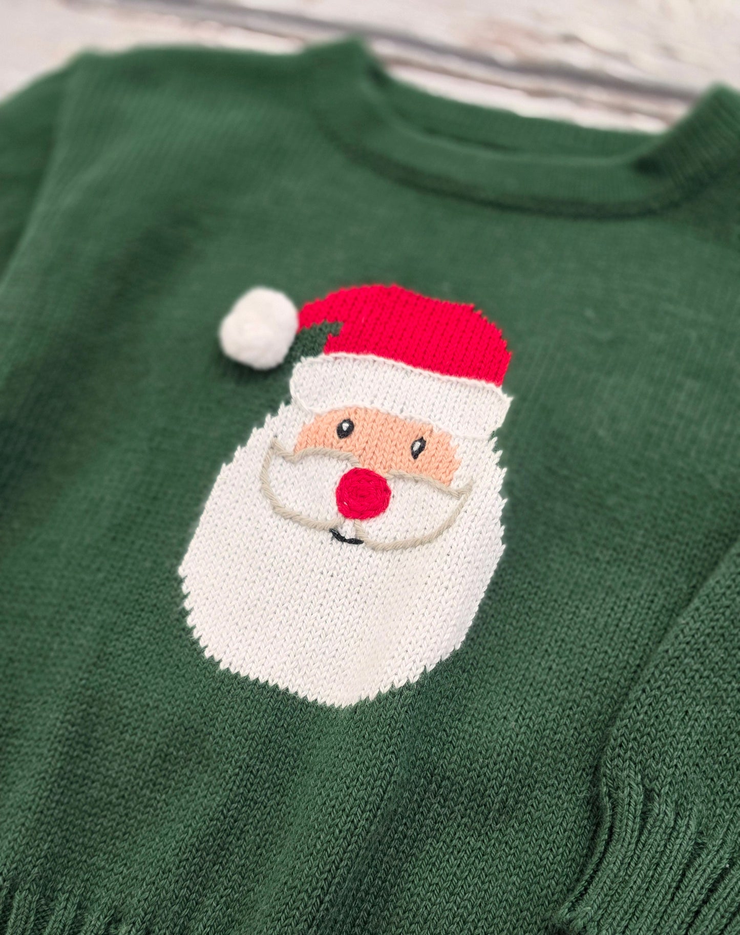 Claver - Santa Head Hunter Green Sweater