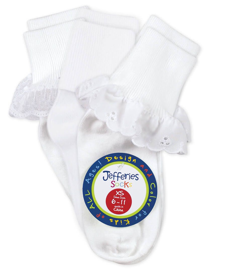 Jefferies Socks - Eyelet/Turn Cuff/Lace Turn Cuff Socks 3 Pair Pack