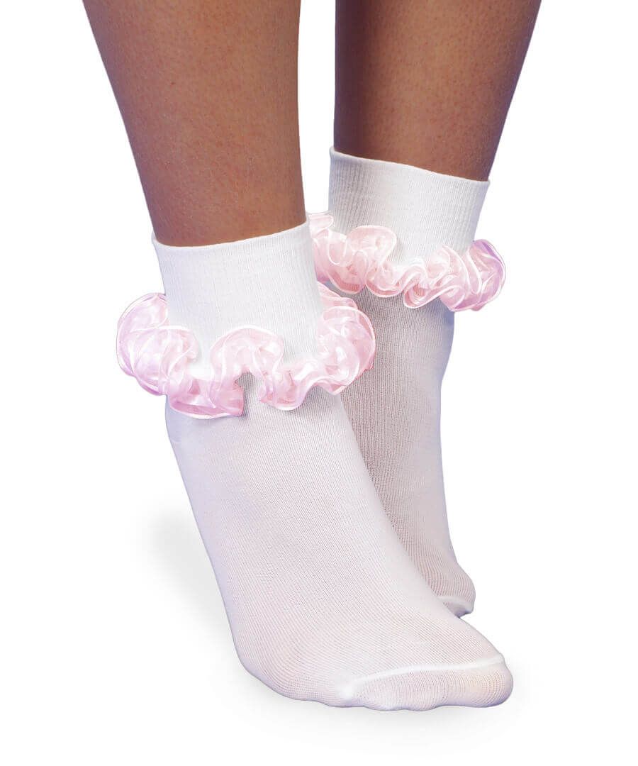 Jefferies Socks - Smooth Toe Sheer Ribbon Tutu Lace Socks Pink