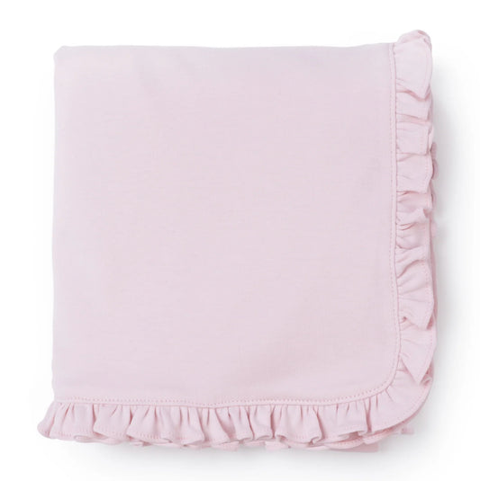 Lila & Hayes | Ruffled Edge Pima Cotton Blanket - Light Pink