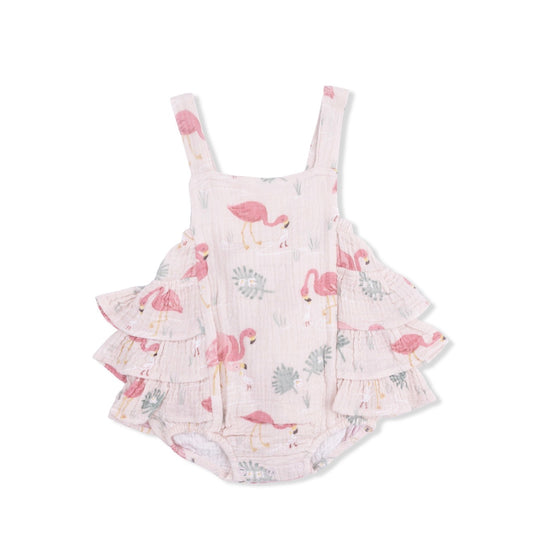 Angel Dear | Flamingos Ruffle Sunsuit