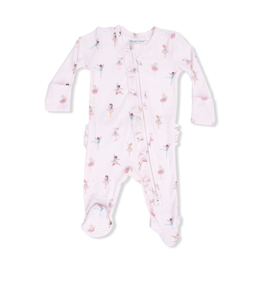 Angel Dear | Petite Ballet 2-Way Zipper Ruffle Footie
