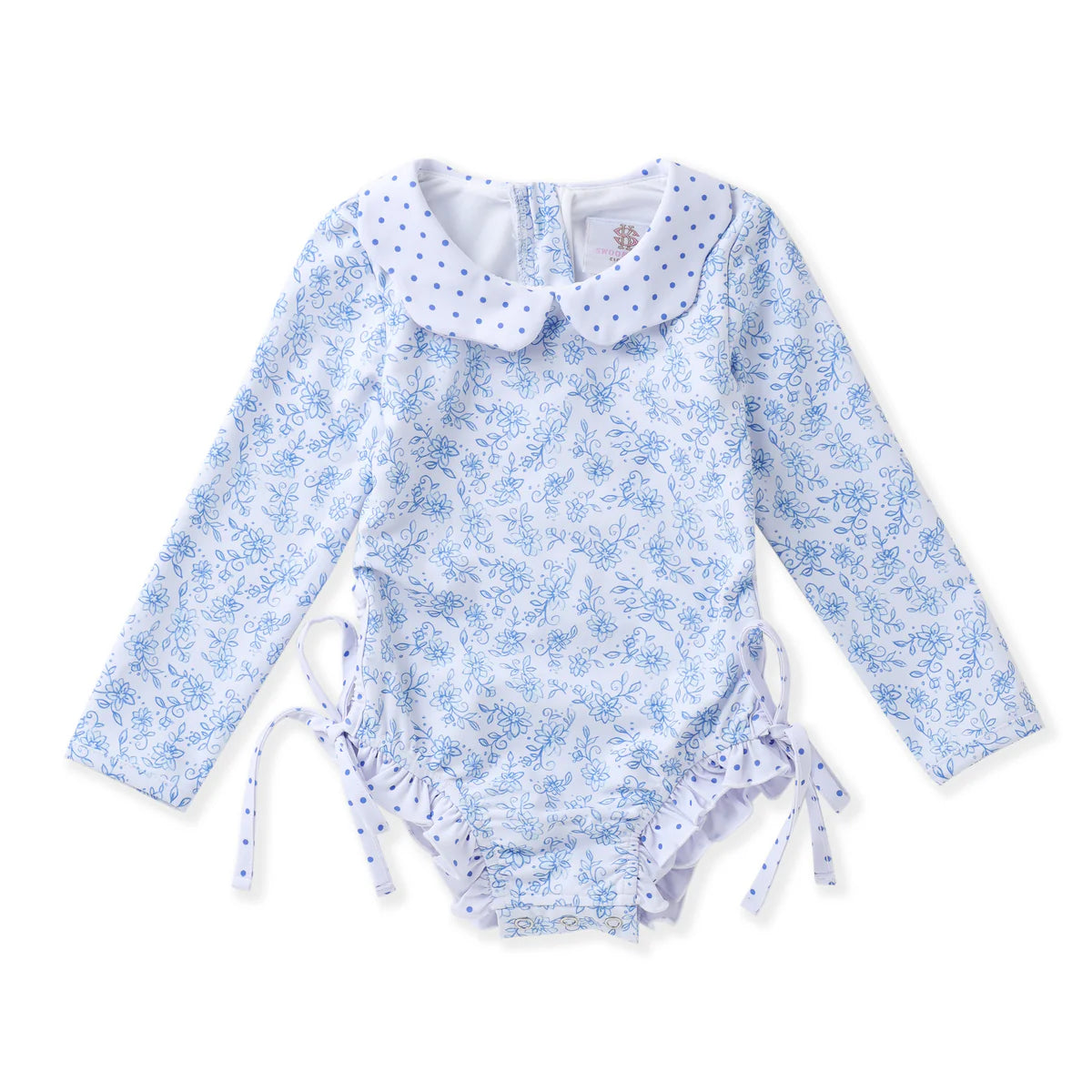 Swoon | Blue Floral Rashguard One Piece Swimsuit