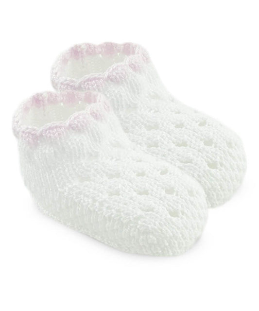 Jefferies Socks - Baby Pointelle Bootie White/Pink