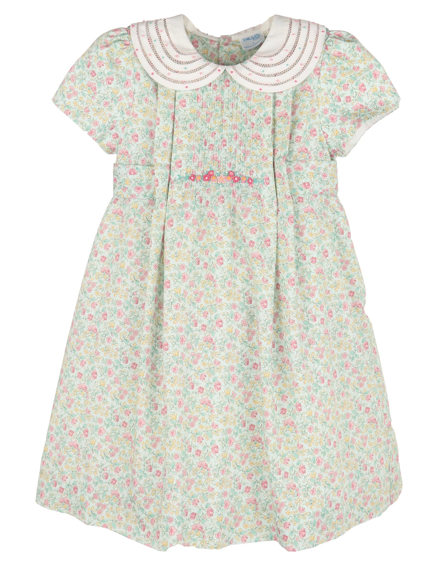 Luli & Me | Girls Aqua & Pink Floral Dress