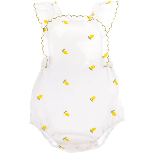 Shopie & Lucas | Lemon Broderie Sunsuit With Green Trim