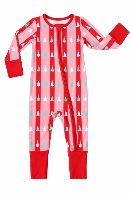 Hollis Baker | Red & Pink Tree Stripes Romper