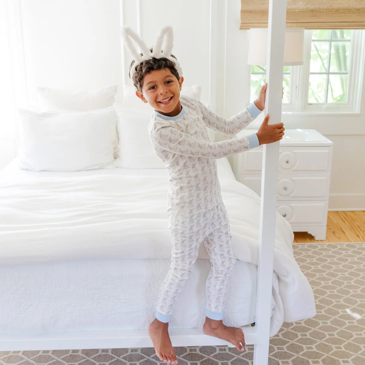 Lila & Hayes | Grayson Boys' Pajama Pant Set - Easter Bunnies Blue