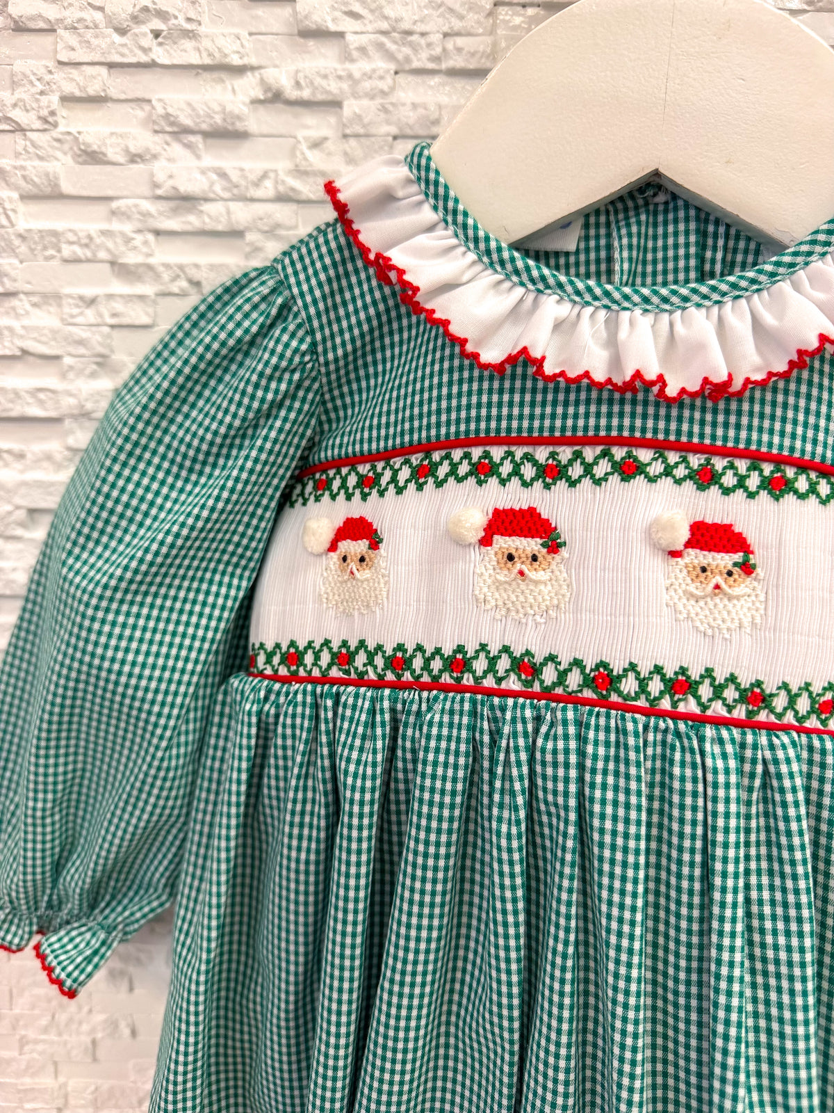 Lulu Bebe | Santa Smocked Girl Bubble