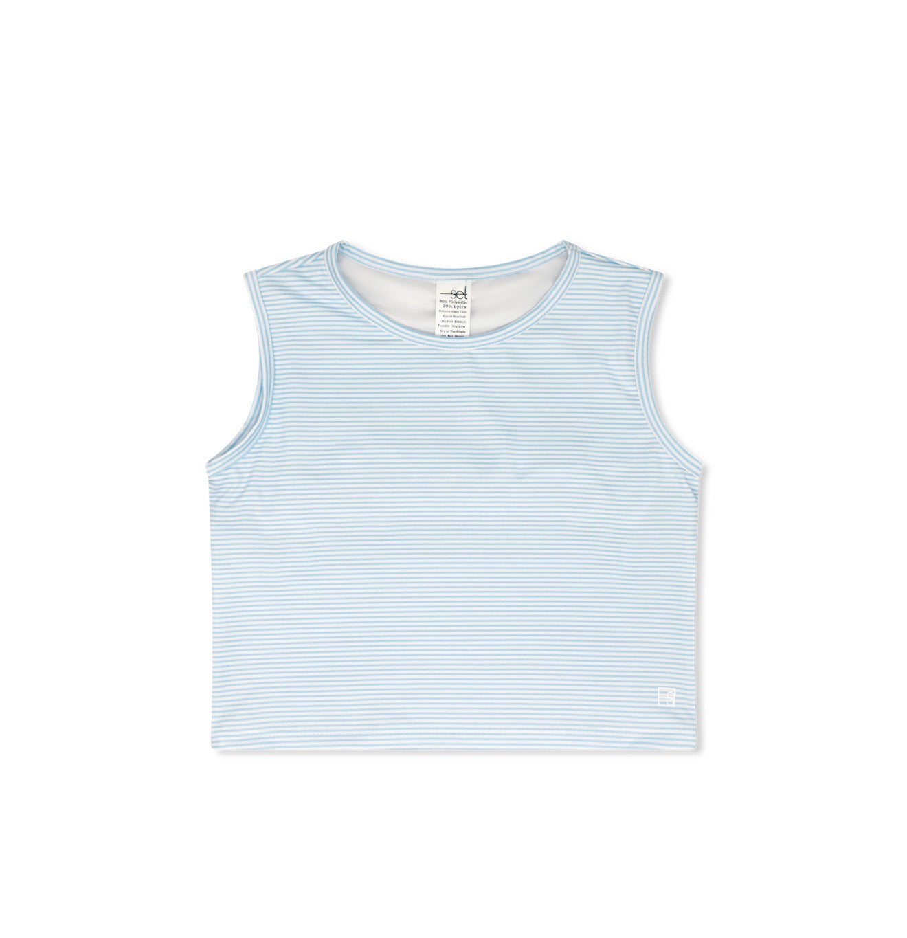 SET | Maggie Mid-Rise Tank - Cotton Candy Blue Ministripe